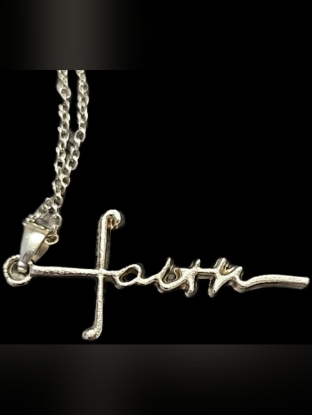 Necklace with "Faith" charm in cursive  - silver tone  NWT